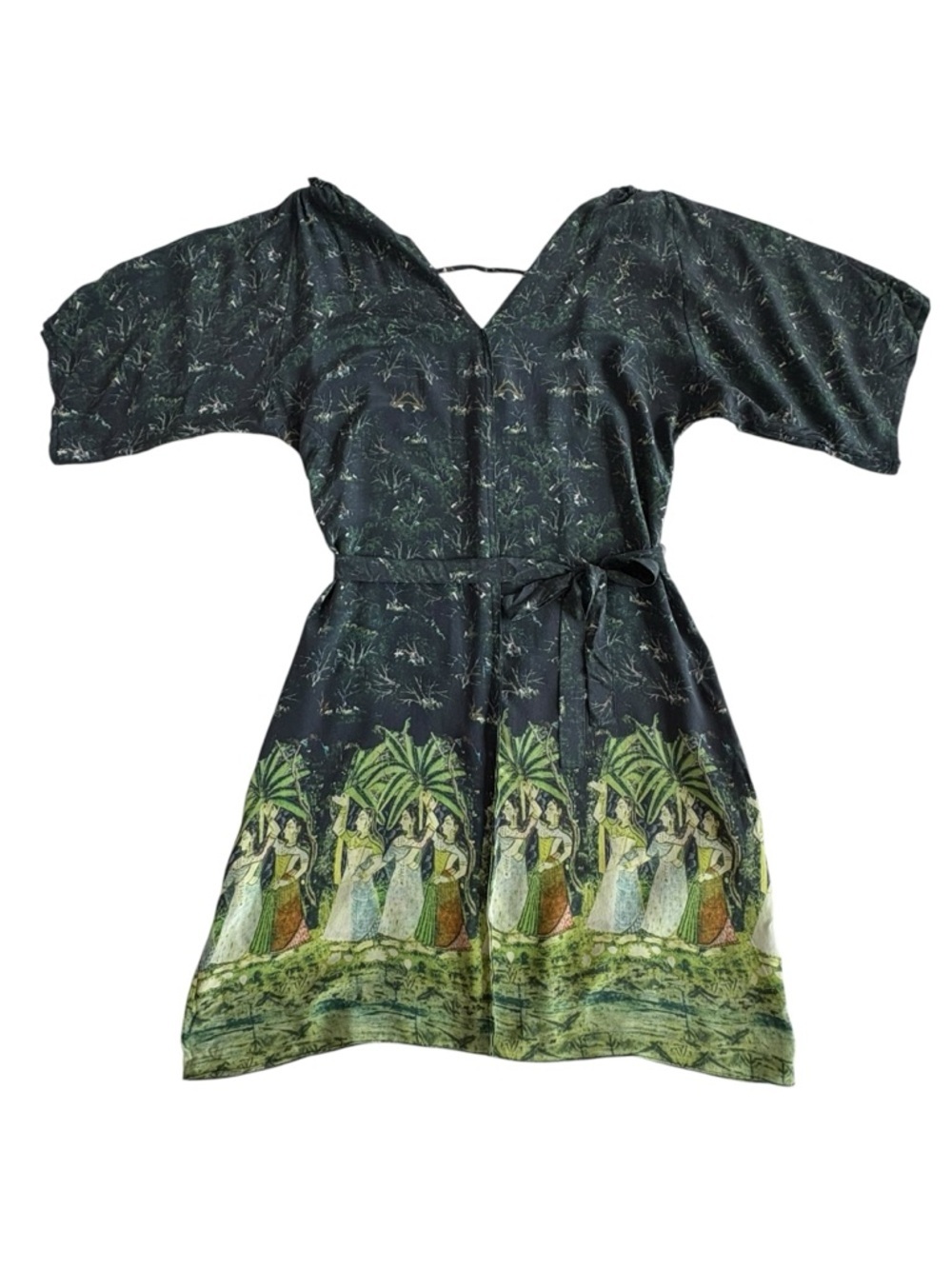Figue Lupita Silk Dress in Mystic Dancer Green